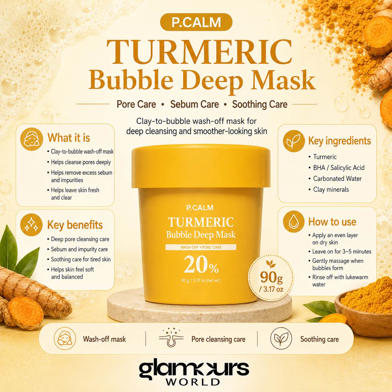 P CALM Turmeric Bubble Deep Mask 90g